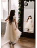 Ivory Lace Tulle High Low Flower Girl Dress